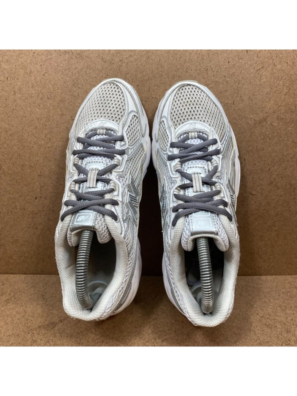 New Balance Women's Athletic Sneakers in White and Light Gray - Picture 6 of 8